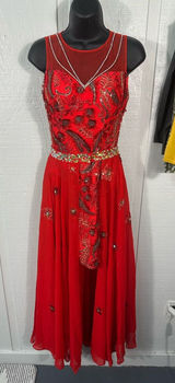 Gail McInnes Designs Red Sleeveless Dress with Detachable Skirt See Measure EUC Photo 0