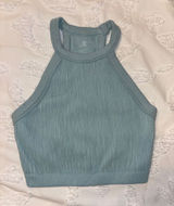 Aerie Ribbed High-Neck Crop Top in light blue Photo 0