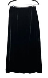 Ann Taylor Loft Black Velvet Maxi Skirt‎ Silk Blend Vintage 90s Size 8 Made USA Photo 0