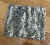 Urban Outfitters Silver sequin strapless shimmer y2k cropped metallic bandeau top Photo 0
