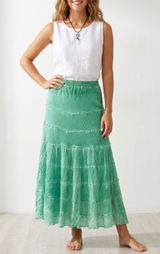 NEW METROWEAR Crinkle Madi tiered Skirt Green SMALL beach Boho Hippie Peasant Photo 0