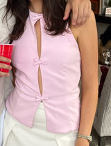 ZARA Pink Bow Halter Top Photo 0