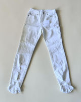 KanCan White High Rise Ankle Skinny Jeans Distressed Frayed Tulip Hem 1/24 NEW Photo 0
