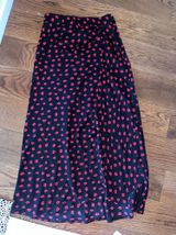 Black With Red Flowers Maxi Skirt Photo 0