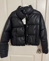 ZARA Puffer Jacket Leather Photo 0