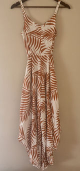 MSK Tropical Palm Print Handkerchief Hem Midi Dress - Size Medium Photo 0