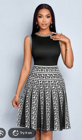 Dress with Black Greek Key Trim Small Photo 0