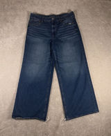 American Eagle Super High Rise Baggy Wide Leg Ankle Jeans Womens 14 Long Photo 0