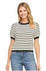 Pinch‎ Striped Short Sleeve Sweater Size L Coastal Preppy Nautical Photo 0