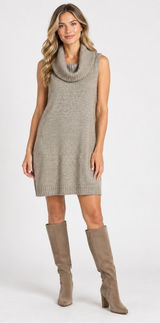 Soft Surroundings Metallic Linen Blend Cowl Neck Sleeveless Tunic Dress L NWT Photo 0