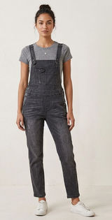 Free People Denim Overalls Womens 26 Black Gray Jumpsuit Coveralls Straight Leg Photo 0