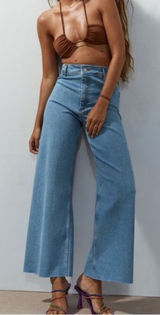 Zara The Marine Straight High Rise Wide Leg Jeans Photo 0