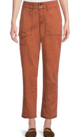 Time & Tru burnt orange cargo pocket crop pant ankle length casual summer 14 Photo 0
