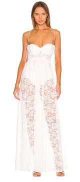 For Love‎ & Lemons Lorena Lace Maxi Dress Cream M $350 Photo 0