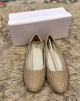 Gold bejeweled flat dress shoes size 6 NEW Photo 0