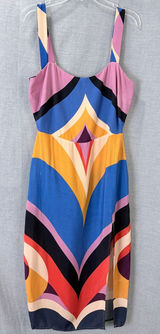 Farm Rio Graphic Heart Slip Midi Dress Colorblock‎ Multicolor XS Photo 0