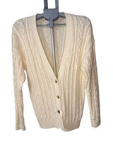 Carriage Court Women's Cream Color V neck button down‎ cable knit Size M Photo 0