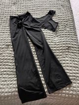 black off the shoulder crop top and pants set #loungewear #outfit Photo 0