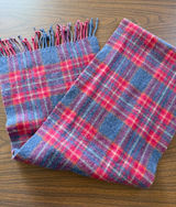 James‎ Pringle Weavers Wool Scarf Blue Red Plaid Tartan Made in Scotland Fringe Photo 0