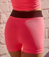 Free People‎ Movement Ribbed Seamless Biker Shorts Neon Pink Black XS/S Photo 0