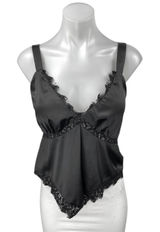 Heartloom Women's Black Satin Lace Sleeveless Cami Camisole Slip Tank Top Size M Photo 0