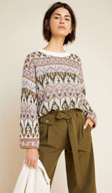 Anthropologie Fabiana Fair Isle Alpaca Wool Knit‎ Sweater Women S Boho Cottage Photo 0