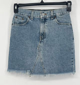 Levi's Strauss Women's Signature High Rise Blue‎ Denim Skirt Raw Hem Photo 0