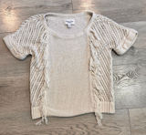 American Eagle‎ Knit Top Fringe Trim Cream Crochet Bohemian Size XSmall XS Photo 0