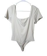 Aritzia Bodysuit Babaton NWT Contour Matte Pearl Short Sleeve Size XL Photo 0