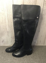INC International Concepts Boots Womens Size 5 Tall Black Leather Rider Side Zip Photo 0