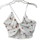 NEW Sky to Moon Top Medium Cropped White Pink Floral Spaghetti Straps‎ NWT Photo 0