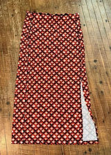 Ann Taylor Loft red floral slit knit S long pencil skirt Photo 0