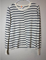 PAIGE Allie Merino Wool Blend Striped Sweater Ivory Navy Size L Photo 0