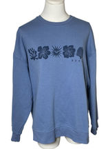 Roxy Blue Graphic Fleece Sweatshirt Women's S Coastal Surf Y2K Hibiscus Photo 0