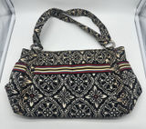 Vera Bradley Black Cream Floral Quilted Shoulder Hobo Bag Multicolor Stripe Photo 0