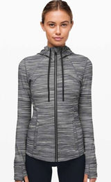Lululemon Women’s 6 Hoodie Define Jacket Heathered Black White Full Zip Sporty Photo 0