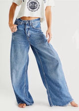 We The Free Old West Slouchy Jeans High Rise Wide Leg Blue Size 28 Photo 0