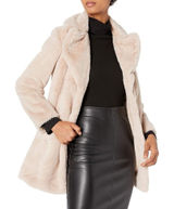 Rachel Rachel Roy Women Beige Faux‎ Fur Notch Lapel Snap Front Coat Medium Photo 0