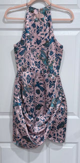 Zimmermann Draped Halter Mini Dress in Pink Botanical / Floral Bird Tulip Skirt Photo 0