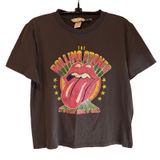 NWOT H&M Black band retro Tee with Pink & Yellow Rolling Stones Graphic medium Photo 0