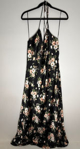 Old Navy The Occasion Black Floral Satin Cowl Halter Maxi Dress 2X 759358-01 Photo 0