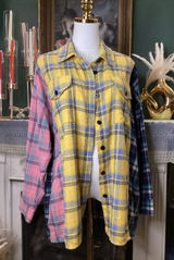 Haptics By Holly Harper Colorblock Plaid Flannel Oversized Shirt Small Photo 0