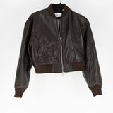 Aritzia Babaton Synergy UnReal Faux Vegan Leather Bomber Jacket Rich Mocha Brown Photo 0