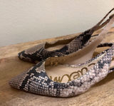 Sam Edelman Black Tan Snakeskin‎ Slingback Kitten Heel Pumps 7.5 *flaw Photo 0