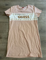 Guess Big Bling Logo T-Shirt Dress L Pink Rose‎ Quartz Pink Women's Summer Photo 0