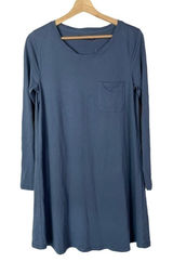 Abercrombie & Fitch Blue Pocket Front Long Sleeve Swing T-Shirt Dress M Photo 0