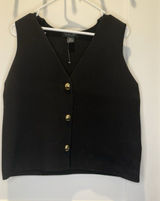 Rachel Zoe Women's Black Vest with Gold Buttons Large Thick Fabric Sleeveless L Photo 0