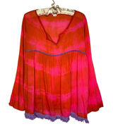 Natural Life Live Happy Tunic Top L/XL Boho Fringe 100% Lightweight Cotton Photo 0