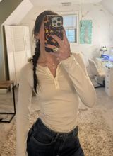 Cream Long Sleeve Shirt Tan Photo 0