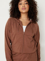 PINK - Victoria's Secret Summer Lounge Cotton Zip-Up Hoodie-‎ BLACK Photo 0
